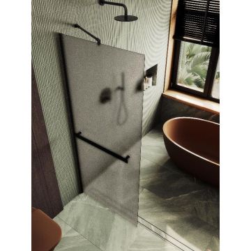 Душевая перегородка Maybahglass (Майбахгласс) в широком профиле 1950х690 мм, Стекло 8 мм Бронза матовая +Полотенцедержатель MGD-722-6ш