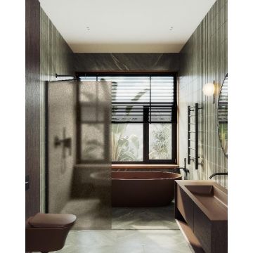 Душевая перегородка Maybahglass (Майбахгласс) в широком профиле 1950х1090 мм, Стекло 8 мм Бронза матовая MGD-679-6ш