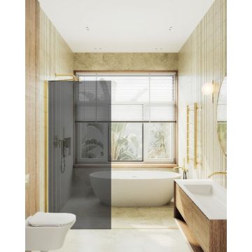 Душевая перегородка Maybahglass (Майбахгласс) в широком профиле 1950х1090 мм, Стекло 8 мм Графит MGD-681-3ш