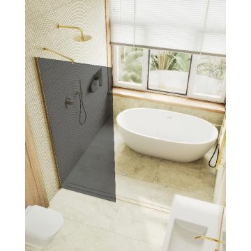 Душевая перегородка Maybahglass (Майбахгласс) в широком профиле 1950х1090 мм, Стекло 8 мм Графит MGD-681-3ш