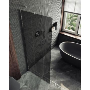 Душевая перегородка Maybahglass (Майбахгласс) в широком профиле 1950х1090 мм, Стекло 8 мм Графит MGD-681-5ш
