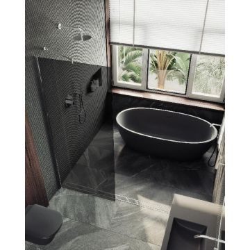 Душевая перегородка Maybahglass (Майбахгласс) в широком профиле 1950х1090 мм, Стекло 8 мм Графит MGD-681-5ш