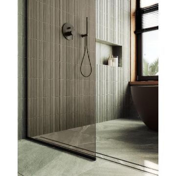 Душевая перегородка Maybahglass (Майбахгласс) в узком профиле 1950х1090 мм, Стекло 8 мм Бронза MGD-678-6у