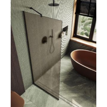 Душевая перегородка Maybahglass (Майбахгласс) в узком профиле 1950х1090 мм, Стекло 8 мм Бронза матовая MGD-679-6у