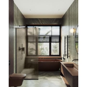 Душевая перегородка Maybahglass (Майбахгласс) в узком профиле 1950х1090 мм, Стекло 8 мм Бронза матовая MGD-679-6у