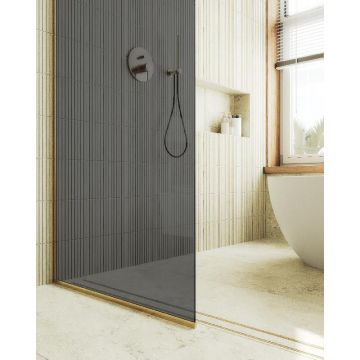 Душевая перегородка Maybahglass (Майбахгласс) в узком профиле 1950х1090 мм, Стекло 8 мм Графит MGD-681-3у