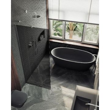 Душевая перегородка Maybahglass (Майбахгласс) в узком профиле 1950х1090 мм, Стекло 8 мм Графит MGD-681-5у