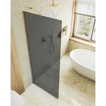 Душевая перегородка Maybahglass (Майбахгласс) в узком профиле 1950х1090 мм, Стекло 8 мм Графит матовый MGD-682-3у