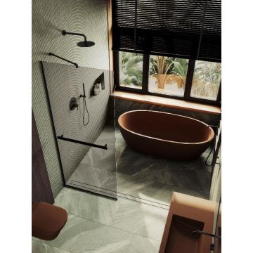 Душевая перегородка Maybahglass (Майбахгласс) в узком профиле 1950х1090 мм, Стекло 8 мм Бронза +Полотенцедержатель MGD-709-6у