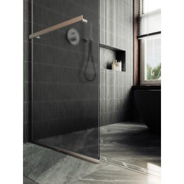 Душевая перегородка Maybahglass (Майбахгласс) в узком профиле 1950х1090 мм, Стекло 8 мм Графит матовый +Полотенцедержатель MGD-712-5у