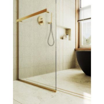 Душевая перегородка Maybahglass (Майбахгласс) в узком профиле 1950х1090 мм, Стекло 8 мм Сатин +Полотенцедержатель MGD-713-3у