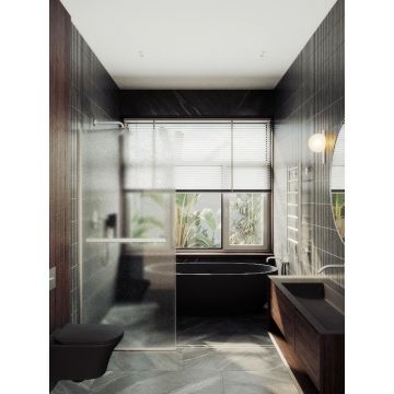 Душевая перегородка Maybahglass (Майбахгласс) в узком профиле 1950х1090 мм, Стекло 8 мм Сатин +Полотенцедержатель MGD-713-5у