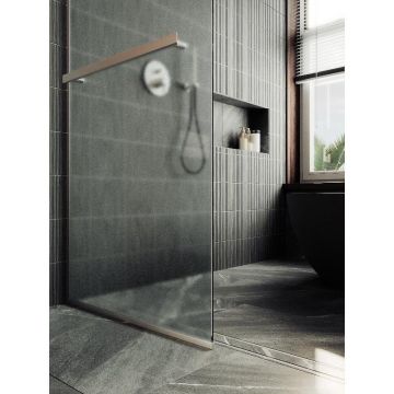 Душевая перегородка Maybahglass (Майбахгласс) в узком профиле 1950х1090 мм, Стекло 8 мм Сатин +Полотенцедержатель MGD-713-5у