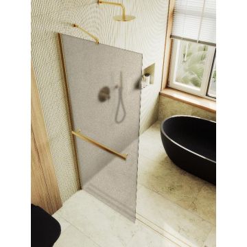 Душевая перегородка Maybahglass (Майбахгласс) в широком профиле 1950х1090 мм, Стекло 8 мм Бронза матовая +Полотенцедержатель MGD-710-3ш