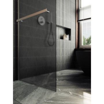 Душевая перегородка Maybahglass (Майбахгласс) в широком профиле 1950х1090 мм, Стекло 8 мм Графит матовый +Полотенцедержатель MGD-712-5ш