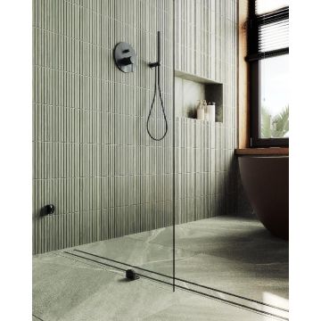 Душевая перегородка Maybahglass (Майбахгласс) коннектор стена-стекло 1950х790 мм, Стекло 8 мм Бесцветное MGD-259-6