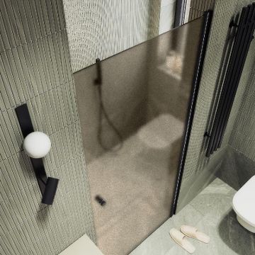 Душевая дверь Maybahglass (Майбахгласс) на монопетле 1980х900 мм, Стекло 6 мм Бронза матовая MGD-811-6