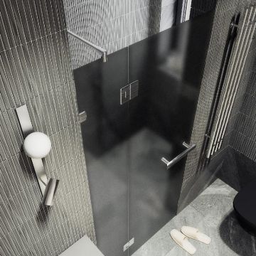 Душевая дверь Maybahglass (Майбахгласс) с добором на петлях 1950х1000 мм, Стекло 8 мм Графит матовый MGD-504-4