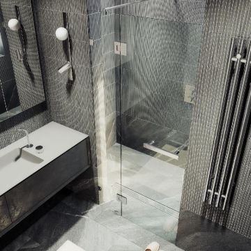 Душевая дверь Maybahglass (Майбахгласс) с добором на петлях 1950х1200 мм, Стекло 8 мм Бесцветное MGD-490-4