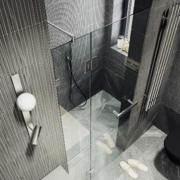 Душевая дверь Maybahglass (Майбахгласс) с добором на петлях 1950х1200 мм, Стекло 8 мм Бесцветное MGD-490-4