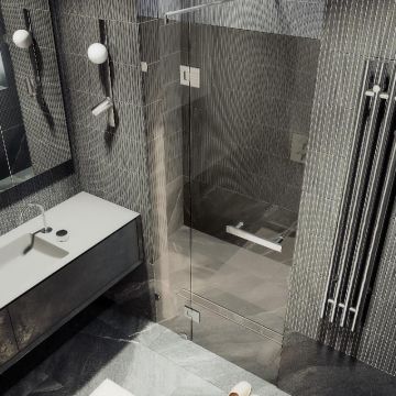 Душевая дверь Maybahglass (Майбахгласс) с добором на петлях 1950х900 мм, Стекло 8 мм Бронза MGD-491-4