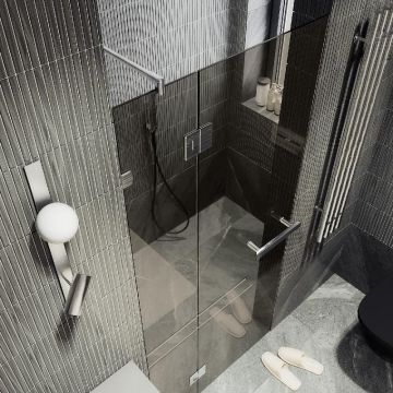 Душевая дверь Maybahglass (Майбахгласс) с добором на петлях 1950х900 мм, Стекло 8 мм Бронза MGD-491-4