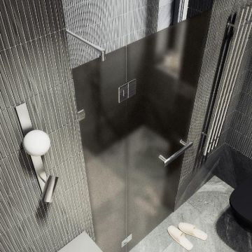 Душевая дверь Maybahglass (Майбахгласс) с добором на петлях 1950х900 мм, Стекло 8 мм Бронза матовая MGD-492-4