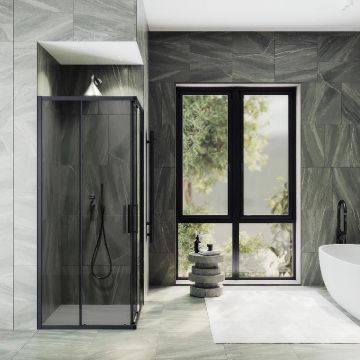 Душевой угол Maybahglass (Майбахгласс), раздвижной ,6мм , Стекло Графит,100х100 см MGY-1334-6