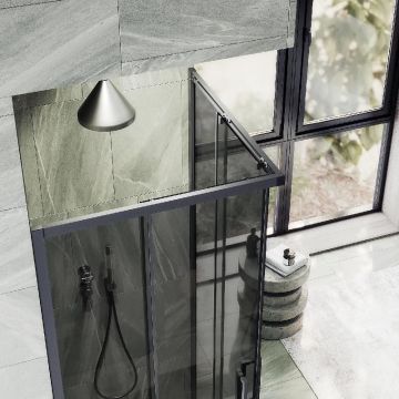 Душевой угол Maybahglass (Майбахгласс), раздвижной ,6мм , Стекло Графит,100х100 см MGY-1334-6