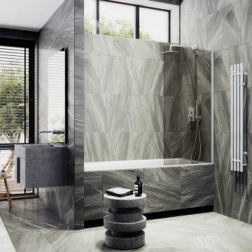 Шторка для ванны Maybahglass (Майбахгласс) в широком профиле 1400х300 мм, стекло Бронза , профиль Белый MGV-250-1ш