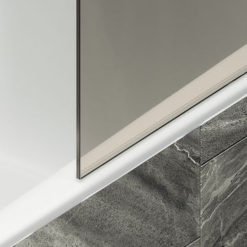 Шторка для ванны Maybahglass (Майбахгласс) в широком профиле 1400х300 мм, стекло Бронза , профиль Белый MGV-250-1ш