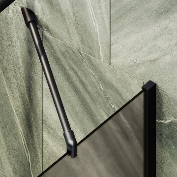 Шторка для ванны Maybahglass (Майбахгласс) в широком профиле 1400х300 мм, стекло Бронза матовая , профиль Черный MGV-249-6ш