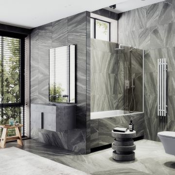 Шторка для ванны Maybahglass (Майбахгласс) в широком профиле 1400х400 мм, стекло Бронза , профиль Белый MGV-66-1ш