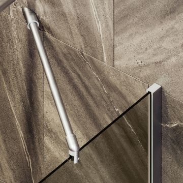 Шторка для ванны Maybahglass (Майбахгласс) в широком профиле 1400х400 мм, стекло Бронза , профиль Хром матовый MGV-66-5ш