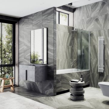 Шторка для ванны Maybahglass (Майбахгласс) в широком профиле 1400х500 мм, стекло Сатин , профиль Белый MGV-91-1ш