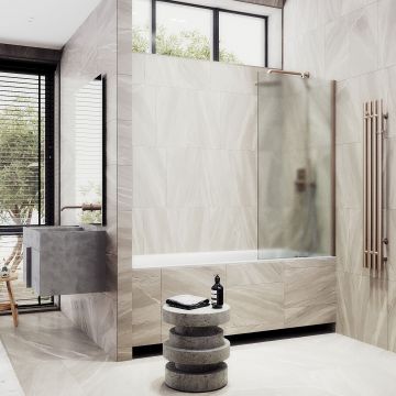 Шторка для ванны Maybahglass (Майбахгласс) в широком профиле 1400х500 мм, стекло Сатин , профиль Бронза MGV-91-2ш