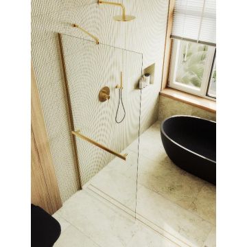 Душевая перегородка Maybahglass (Майбахгласс) в широком профиле 1950х790 мм, Стекло 8 мм Бесцветное +Полотенцедержатель MGD-726-3ш