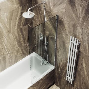 Шторка для ванны Maybahglass (Майбахгласс) в широком профиле 1400х600 мм, стекло Бронза , профиль Хром матовый MGV-59-5ш