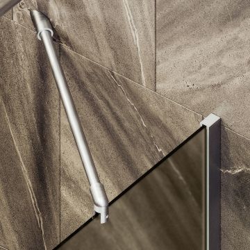 Шторка для ванны Maybahglass (Майбахгласс) в широком профиле 1400х600 мм, стекло Бронза матовая , профиль Хром матовый MGV-74-5ш