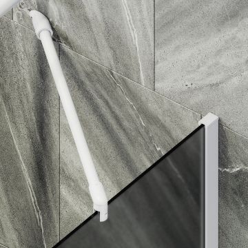 Шторка для ванны Maybahglass (Майбахгласс) в широком профиле 1400х600 мм, стекло Графит матовый , профиль Белый MGV-86-1ш