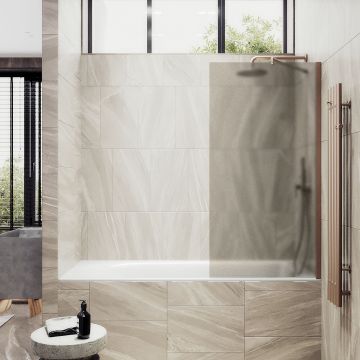 Шторка для ванны Maybahglass (Майбахгласс) в широком профиле 1400х700 мм, стекло Бронза матовая , профиль Бронза MGV-75-2ш