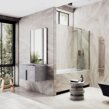 Шторка для ванны Maybahglass (Майбахгласс) в широком профиле 1400х700 мм, стекло Бесцветное , профиль Бронза MGV-63-2ш