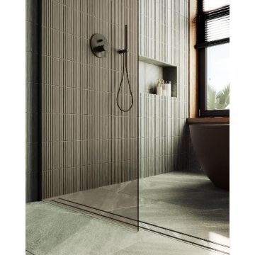 Душевая перегородка Maybahglass (Майбахгласс) в широком профиле 1950х790 мм, Стекло 8 мм Бронза MGD-696-6ш