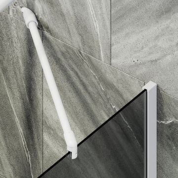 Шторка для ванны Maybahglass (Майбахгласс) в широком профиле 1400х800 мм, стекло Графит , профиль Белый MGV-82-1ш