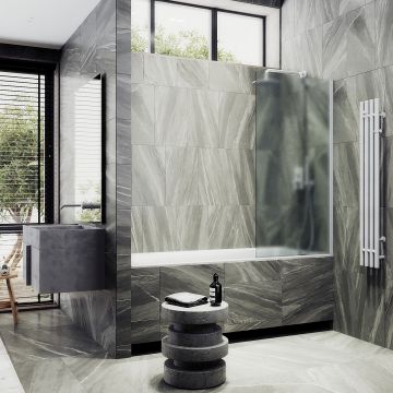 Шторка для ванны Maybahglass (Майбахгласс) в широком профиле 1400х900 мм, стекло Сатин , профиль Белый MGV-95-1ш