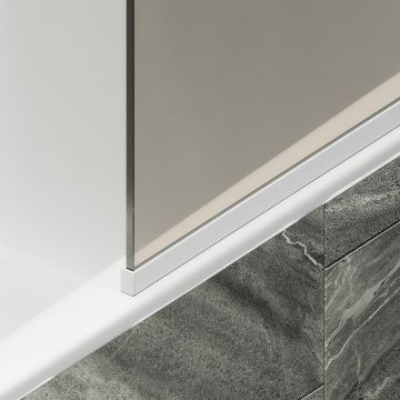 Шторка для ванны в узком профиле Maybahglass (Майбахгласс) 1400х440 мм, стекло Бронза , профиль Белый MGV-135-1у