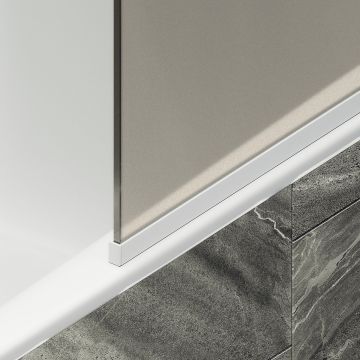 Шторка для ванны в узком профиле Maybahglass (Майбахгласс) 1400х440 мм, стекло Бронза матовая , профиль Белый MGV-136-1у