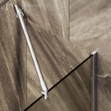 Шторка для ванны в узком профиле Maybahglass (Майбахгласс) 1400х440 мм, стекло Бронза матовая , профиль Хром матовый MGV-136-5у