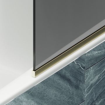 Шторка для ванны в узком профиле Maybahglass (Майбахгласс) 1400х300 мм, стекло Графит , профиль Золото MGV-252-3у