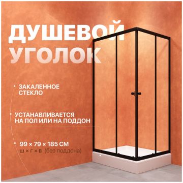 Душевой уголок Диво Углич 100х80, профиль черный матовый, Щ0000058929, Diwo
